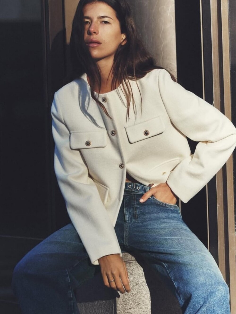 Zara Cropped Button-Front Jacket - Picture 11 of 16